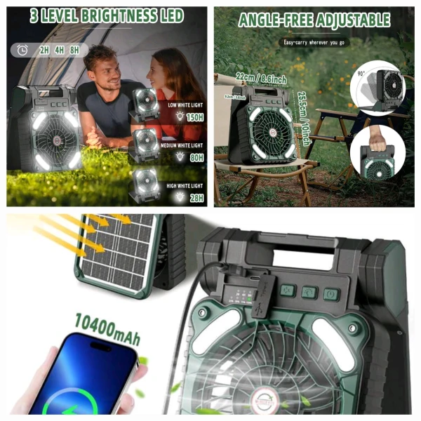 Ventilador recargable portátil solar's foto | Root Hardware PC |  BizneCubano